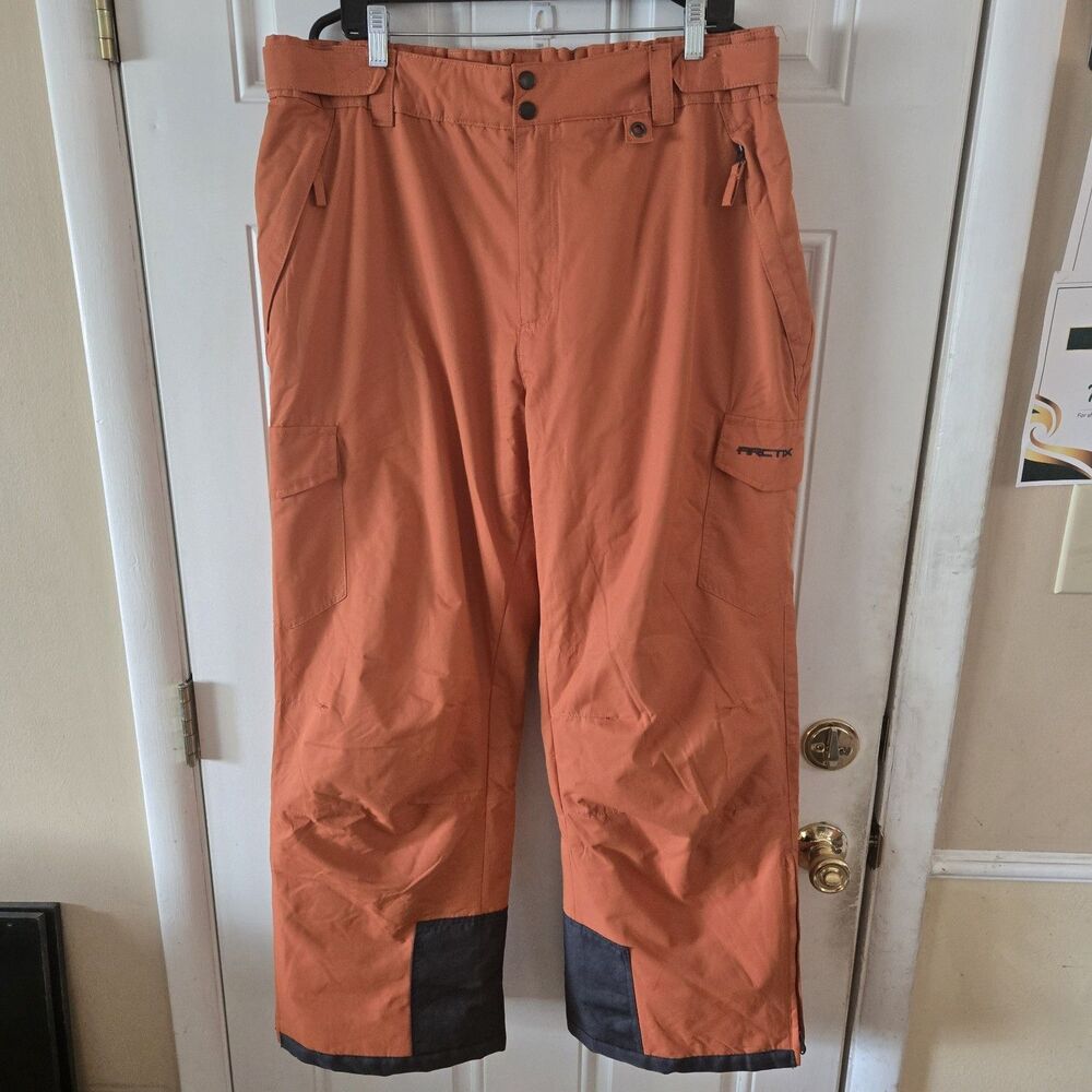 Arctix Mens XL Snow Pants Orange Insulated Cargo Ski Snowboard Winter